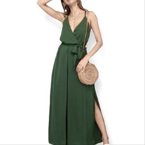 NWT Auxo Satin V-Neck Wide Leg Backless Women's Jumpsuit